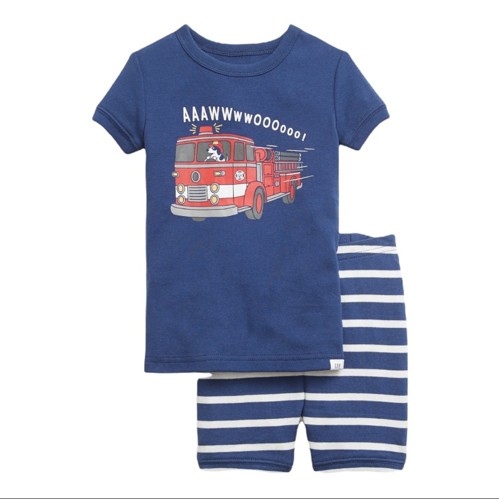 NWT Baby GAP Firetruck FIRE Engine DOG Pajama SET PJS Organic